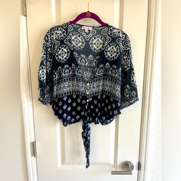 Patrons of Peace Blue Crop Top - Large - Picture 2 of 7